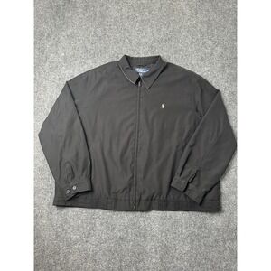 Mens Jacket Polo Ralph Lauren Black Zip Front Harrington, Size 2X Big